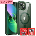 JETech iPhone 13 mini 5.4インチ用 マグネット ケース MagSafeに対応 衝撃吸収 バンパーカバー ソリッドカラーマットTPUフレーム 傷つけ防止 クリアバック (グリーン)