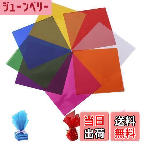 【送料無料】DELUXEFOX カラーセロハン 80枚入り 19*19cm カラーセロファン 子供達の工作 DIY 装飾 梱包 透明紙 セロハン ラッピング 卒...