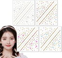 mefenyラインストーン シール メイク ステッカー パール レッド ハート 蝶 花 月 キラキラ 貼り付け可能 DIY用品 4枚