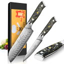 kyushublade 包丁2本セット 【三徳+ペティナイフ】 プロ用ダマスカス. キッチン用万能セット 牛刀 シェフナイフ. 67層の高炭素ステンレス鋼, 人...
