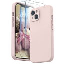 SURPHY iPhone14用ケース シリコン,フィルム付き 6.1インチ対応(2022) あいふぉん14用シリコンケース (レンズの全面保護) 耐衝撃 超軽量 指紋防止 全面保護 iPhone14用ソフトカバー (ピンク)