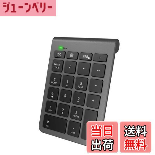 【送料無料】Bluetooth テンキーボード Alcey ワイヤレス テンキーパッド 無線 数字キーボード 22キー ブルートゥース数値キーボード 小型 持ち運び便利 コンパクト 多機能ナンバーパッド PC/Laptop/ノートブックなどに対応 （スペースグレイ）