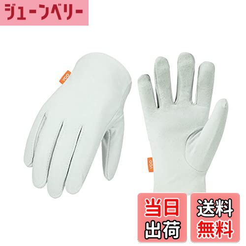 【送料無料】[Vgo...] 3双パック 豚革手袋 作業皮手袋 薄手袋 ぶた かわてぶくろ リーガ手袋 背抜き 庭..