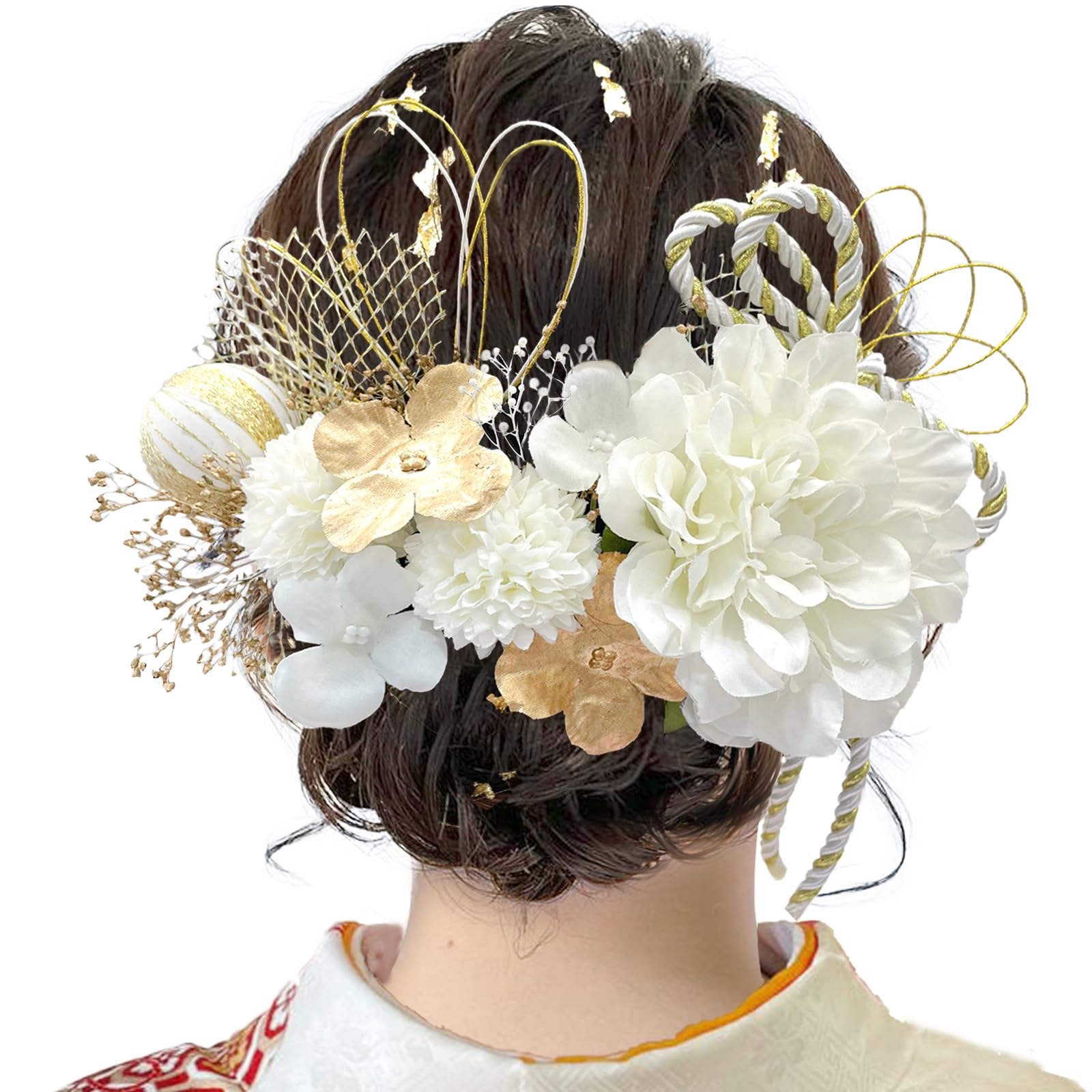 【送料無料】[JZOON] 8色展開 ドライフラワー 髪飾り ダリア 造花飾り 和玉 赤 ヘアアクセサリー 成人..