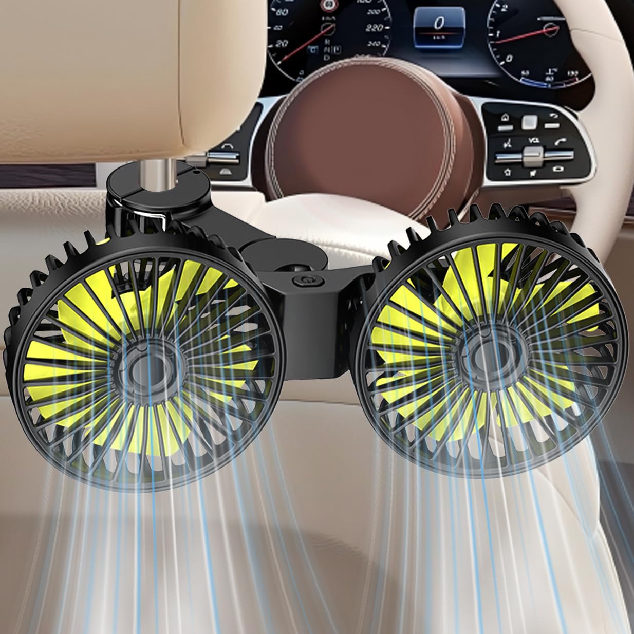 【送料無料】Double Q 車載 扇風機 車用ファン 空気循環双頭車載ファン 360°角度調整可能 ツーファンタ..