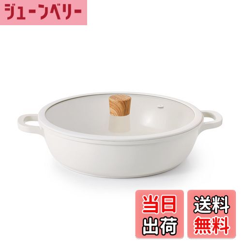 【送料無料】SENSARTE 両手鍋 28cm セラミック IH対応 ガス対応 卓上鍋 すき焼き鍋 一品万能 煮る 焼く 炒める 揚げる 焦げ付きにくい お手入れ簡単 ガラス蓋付 しゃぶしゃぶ カレー おでん