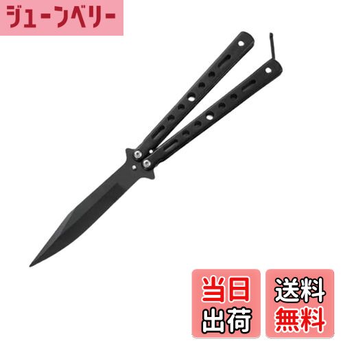 【送料無料】【Bookwarm】バタフライナイフ、バタフライ練習用刃なし、オールスチール、折りたたみ式、初心者に最適、G10ハンドル、安全設計 (黒い弧)