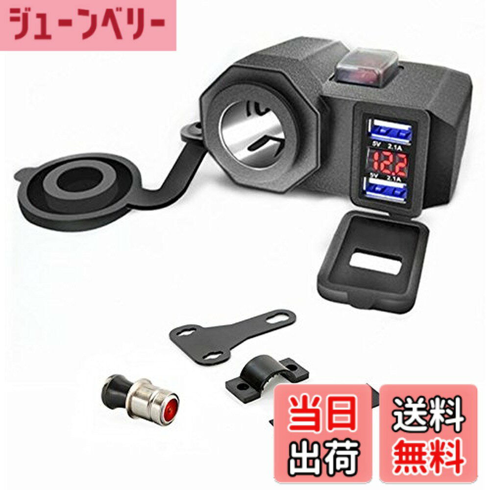 【送料無料】SHEAWA バイク USB電源 充電器 USB2ポート 4.2A 電圧計付 電源ON/OFFスイッチ シガーライター ソケット
