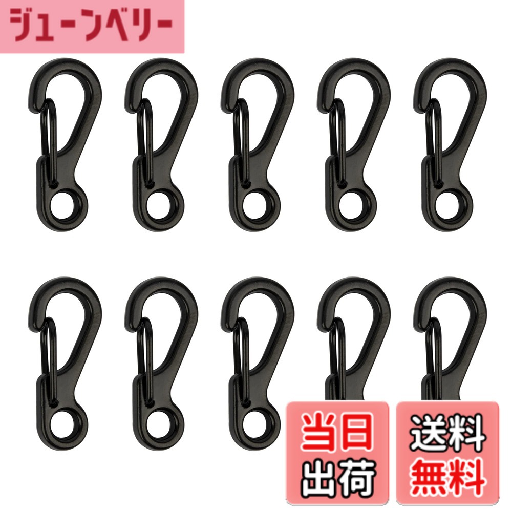 【送料無料】TEMLUM カラビナ 小型 ミニカラビナ 10個セット スナップフック キーホルダー 小物 鍵 つける先 キャンプ ハイキング用 (ブラック)