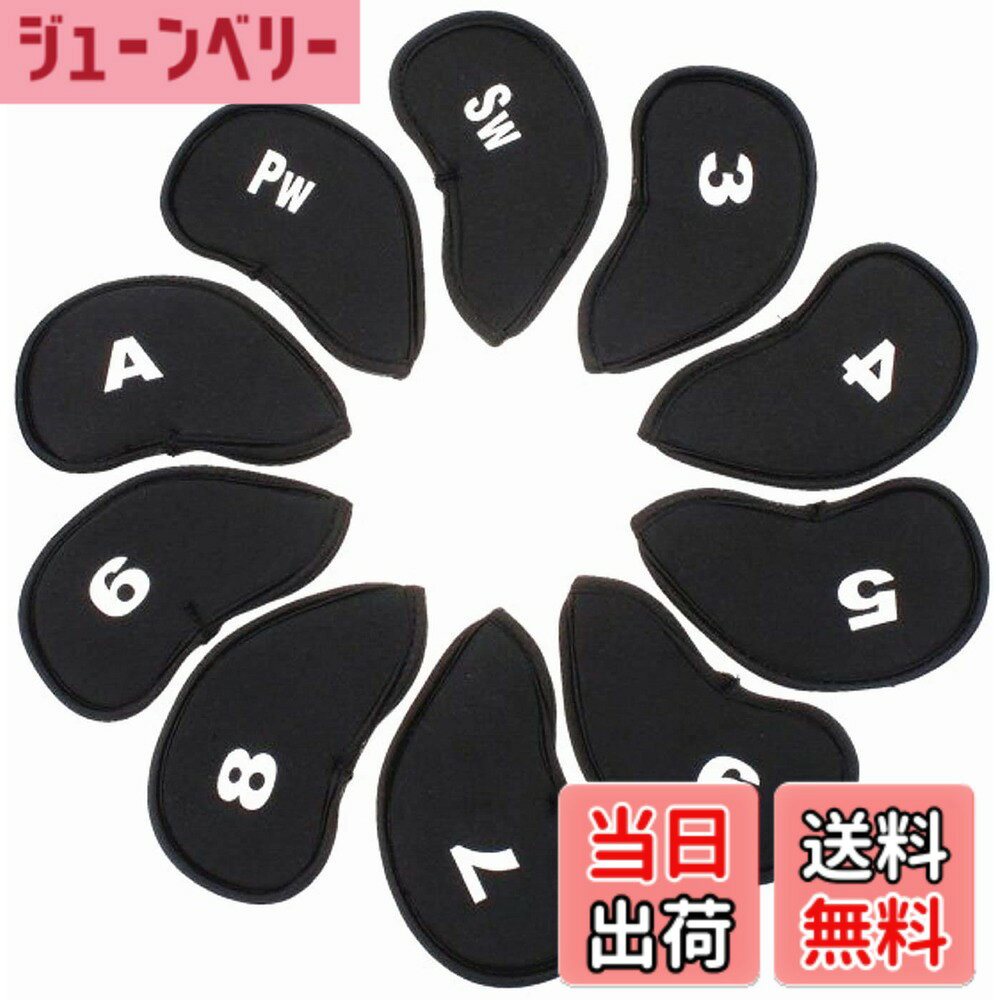 【送料無料】【TSUCIA】ゴルフクラブ 番手付 見やすい ヘッドカバー アイアンカバー 10枚セット ブラック