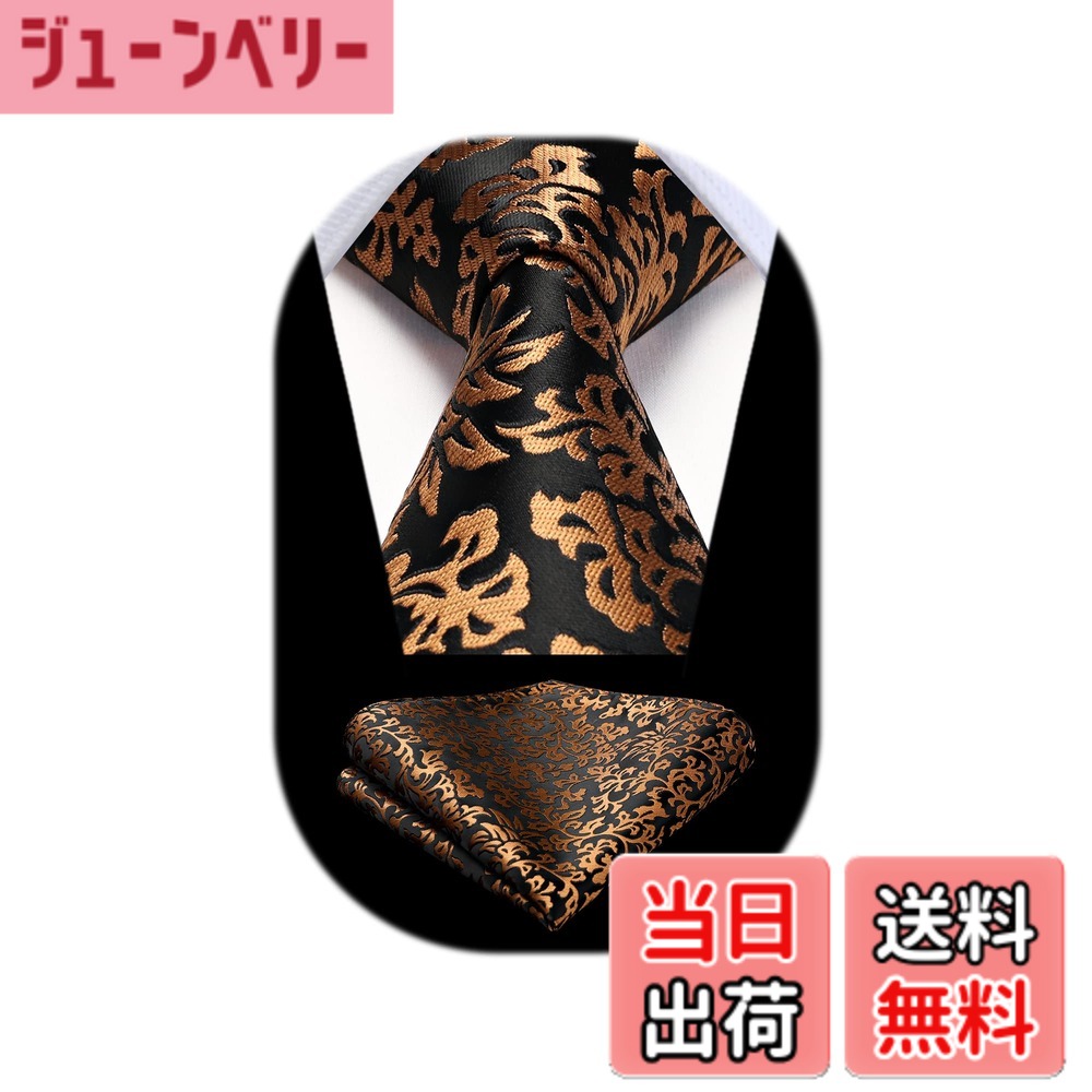 【送料無料】[HISDERN] ネクタイ チーフ セット メンズ 花柄 おしゃれ ネクタイ ビジネス用 フォーマル 礼服用 二次会 パーティー HP-03