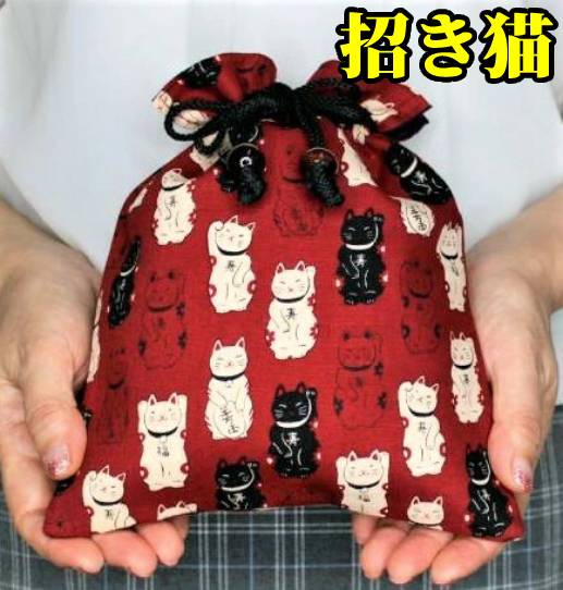 巾着招き猫まねき猫ネコ猫柄ねこ柄巾...