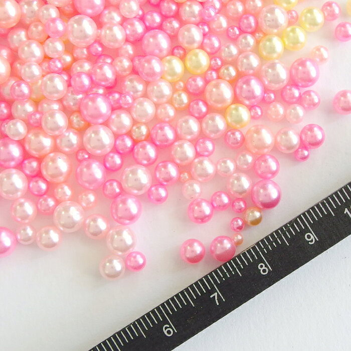 穴なしパール プリンセスピンクミックス 約20g レジン 封入素材 玉 球 ノンホール ...