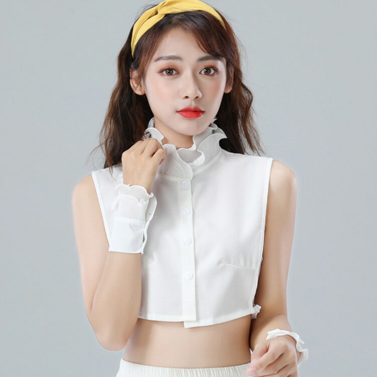 つけ襟 付け襟 レディース フリルストライプ 付け衿 立ち襟 スタンドカラー レース ブラウス シャツ 重ね着 レイヤード フェイクカラー ブラック ホワイト 2