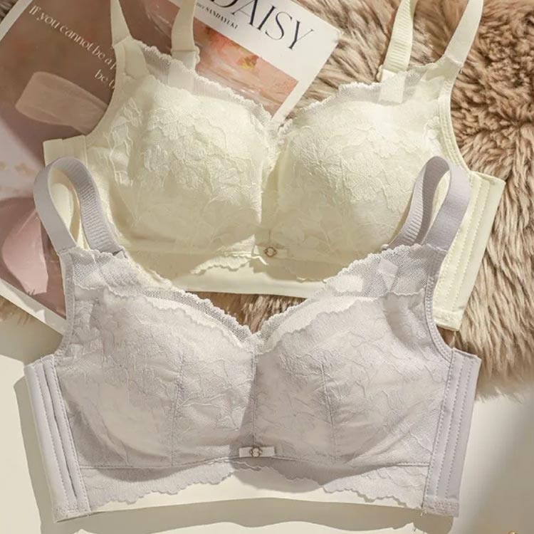 ブラジャー ノンワイヤー ブラジャー 下着 レディース 胸を小さく見せるブラ ノンワイヤーブラ ブラジャー 大きいサイズ 小さく見せるブラ 花柄デザイン シームレスブラ 伸縮性 フィット感 調整型インナー レースデザイン かわいい 揺れ 送料無料