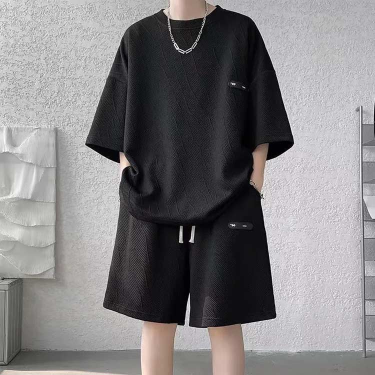 半袖Tシャツ メンズ ワッフル生地 ジャージ スウェット ハーフパンツ 夏 上下セッ...