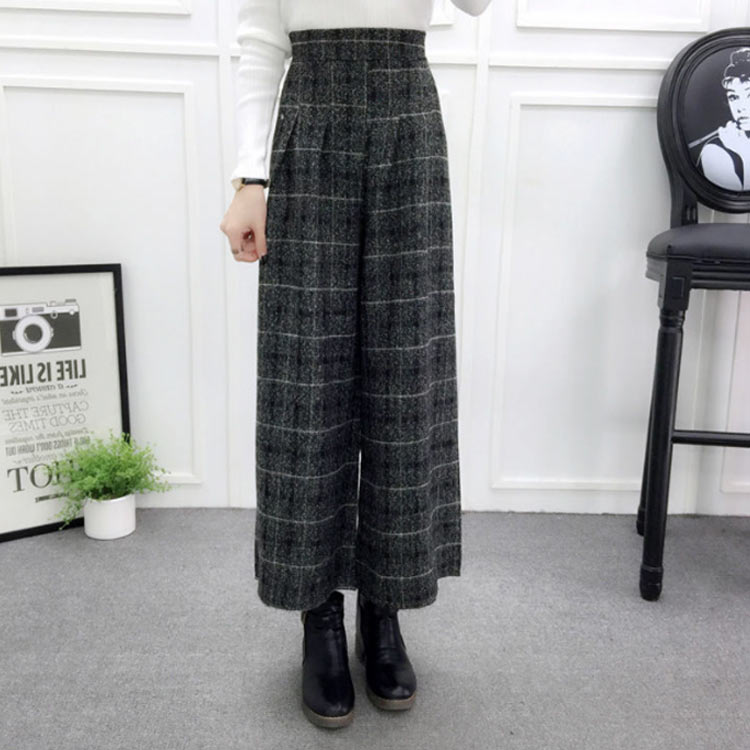 ガウチョパンツ ウール混 パンツ 9分丈 スカンツ スカーチョ ボトムス ハイウエス...