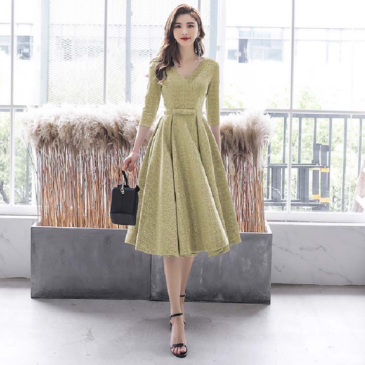 パーティードレス ピアノ 袖あり ドレス 二次会 レディース フォーマルドレス 二次会 ミモレ丈 ワンピース 30代 お呼ばれ 体型カバー 演奏会 発表会 結婚式 披露宴 入学式 上品 膝下 卒業式 40代 二次会 20代 50代 春 ロング丈