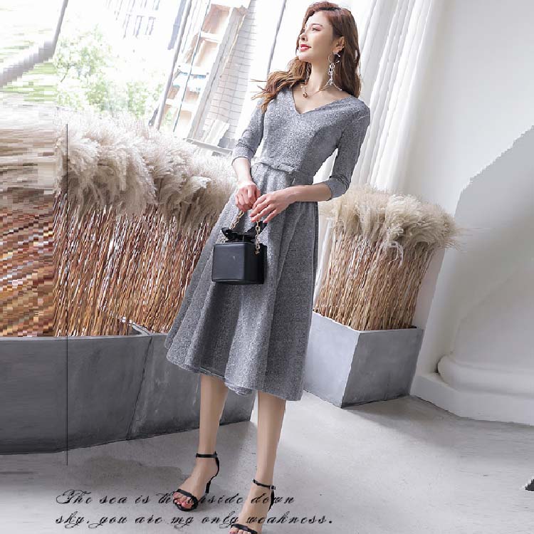 パーティードレス ピアノ 袖あり ドレス 二次会 レディース フォーマルドレス 二次会 ミモレ丈 ワンピース 30代 お呼ばれ 体型カバー 演奏会 発表会 結婚式 披露宴 入学式 上品 膝下 卒業式 40代 二次会 20代 50代 春 ロング丈