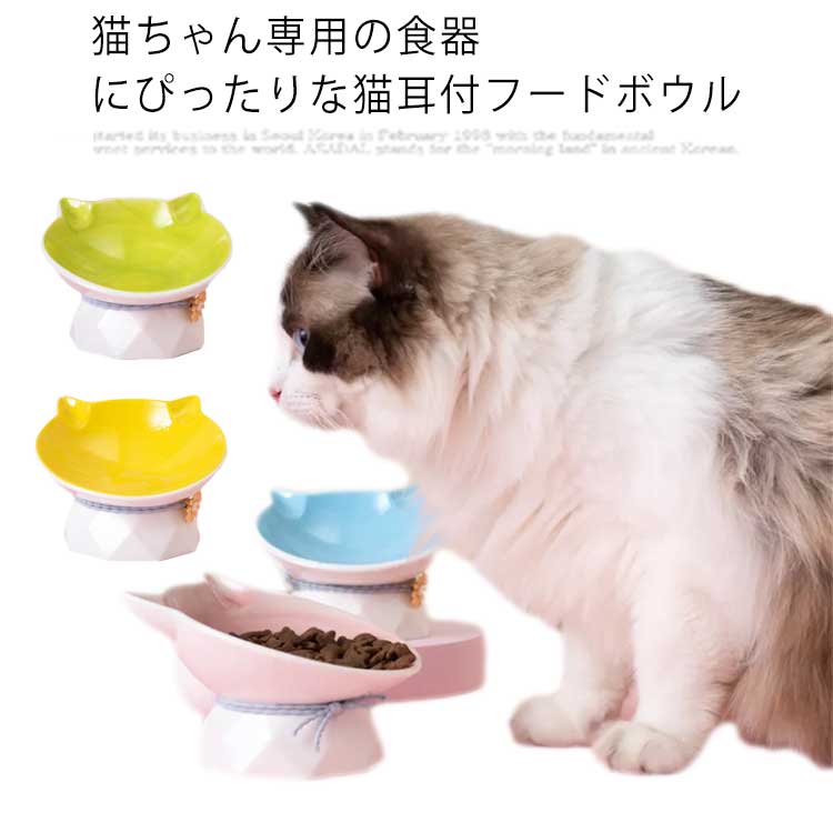 ペット フードボウル 猫 犬 えさ 陶器 容器 スタンド 高さがある 餌皿 倒れない 食べやすい 電子レンジ対応 食洗機OK 小型犬 幼猫 おし..