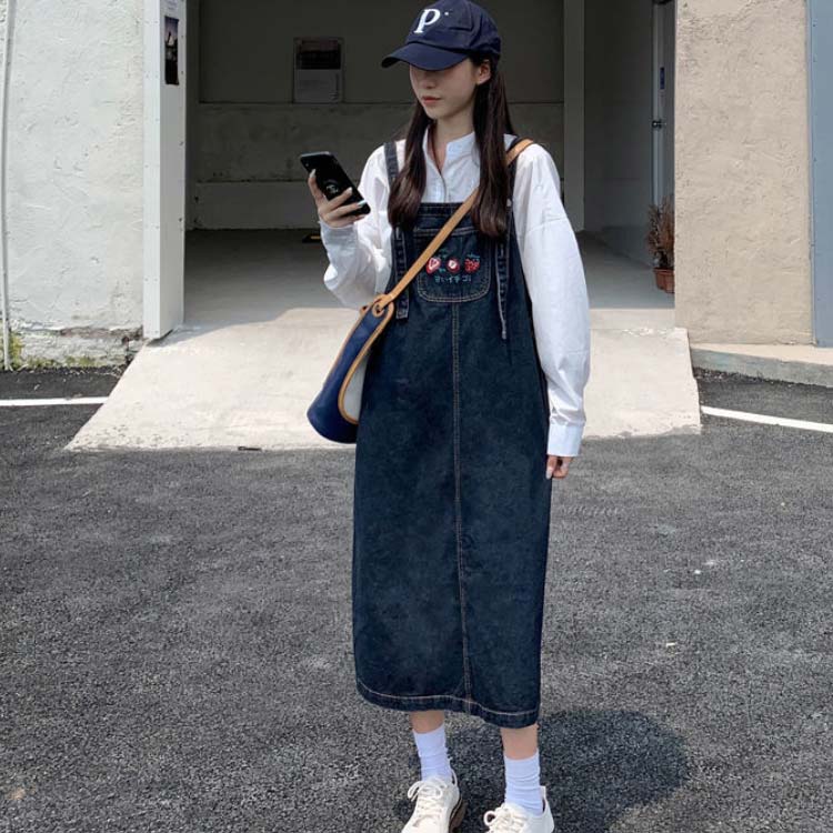 デニム サロペットワンピース レディース 春 夏 秋 デニム ワンピース 刺繡 ノースリーブ キャミソールワンピース オールインワン サロペット スカート ジャンバースカート オーバーオール キレイめ カジュアル 通学 通勤
