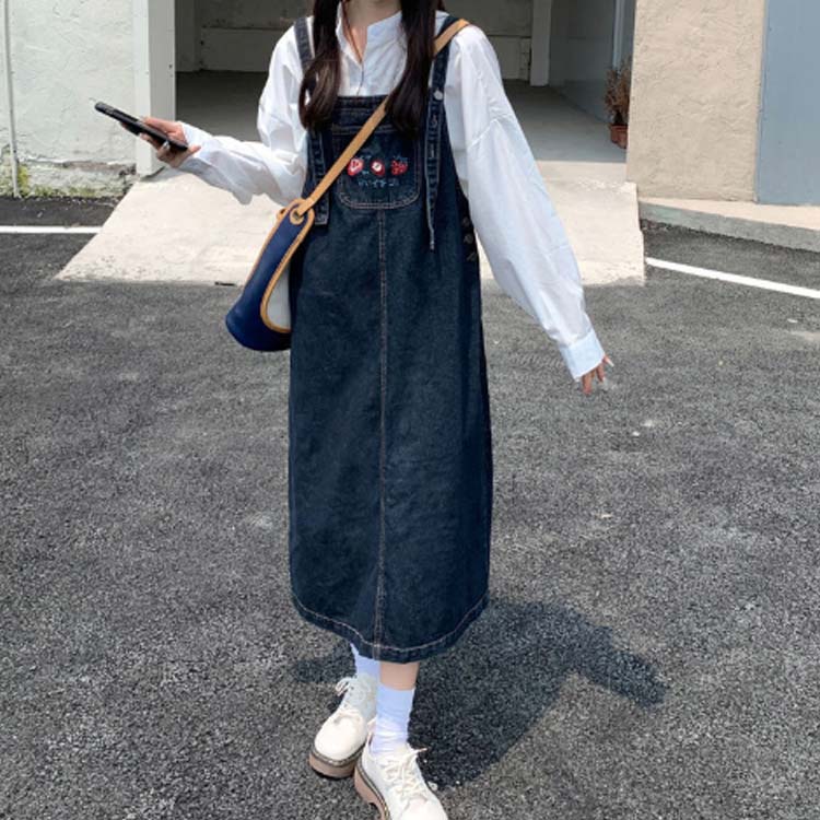 デニム サロペットワンピース レディース 春 夏 秋 デニム ワンピース 刺繡 ノースリーブ キャミソールワンピース オールインワン サロペット スカート ジャンバースカート オーバーオール キレイめ カジュアル 通学 通勤