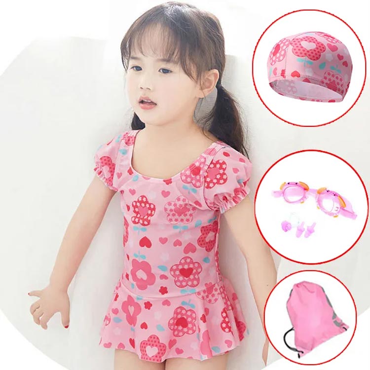 水着 女の子 ワンピース水着 半袖 スカートキッズ水着 ショットパンツ付き ベビー ...
