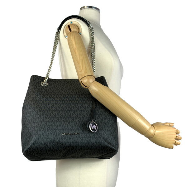 【送料無料】マイケルコース ラージ ショルダー トート ジェットセットチェーン ブラック シグネチャー バッグ Michael Kors Brand 38T8CO1E3B
