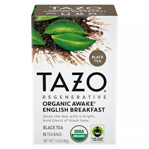 タゾ Tazo オーガニック USDA認証 アウェイク イングリッシュブレックファースト ティーバッグ 16個入 紅茶 ティー アメリカ