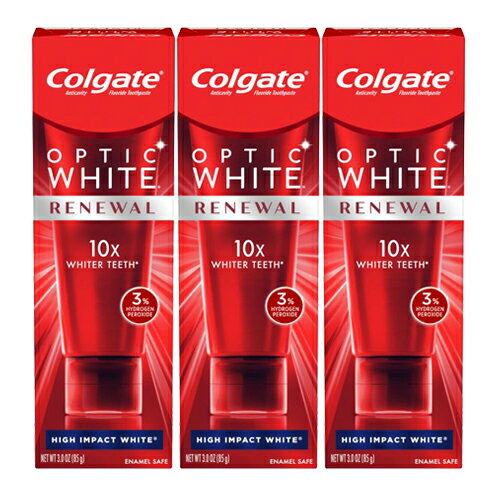 【送料無料】【大容量 最新版】コルゲート Colgate オプティックホワイト 歯磨き粉 ハイインパクト ホワイト 116g 【お得な 3本セット】 Optic White High Impact White