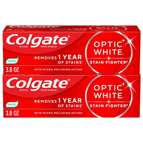 Rakuten - 【送料無料】コルゲート Colgate オプティックホワイト ステインファイター 歯磨き粉 クリーンミント 107g x 2個【ツインパック】アメリカ 海外 Colgate Optic White Stain Fighter Teeth Whitening Toothpaste Clean Mint