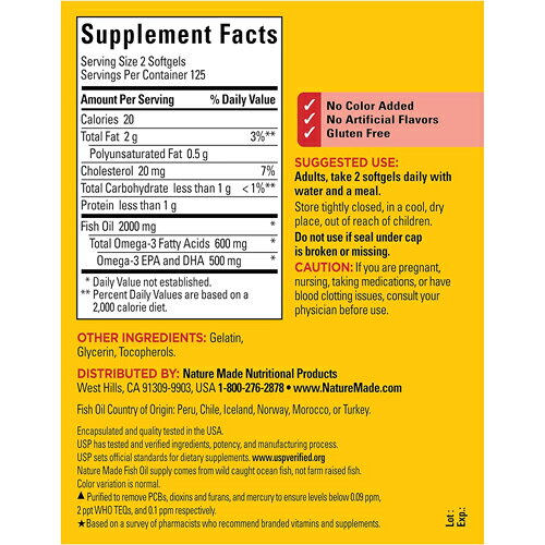 【送料無料】ネイチャーメイド Nature Made フィッシュオイル 2000mg ソフトジェル...