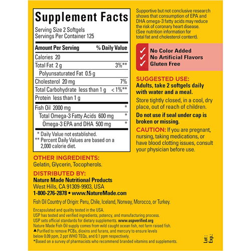 【送料無料】ネイチャーメイド Nature Made フィッシュオイル 1000mg ソフトジェル...