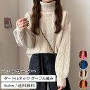 ニットセーター レディース 無地 タートルネック 長袖 ケーブル編み トップス カジュアル 厚手 ゆったり 暖かい きれいめ おしゃれ 送料無料