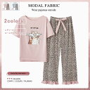 パジャマ 半袖 長ズボン ルームウエア 上下セット レディース リボン プリント 大人可愛い ヒョウ柄 ラウンドネック 部屋着 寝間着 薄手 柔らかい オシャレ...