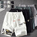 ハーフパンツ ショートパンツ メンズ 無地 プリント ウエストゴム サーフパンツ スウェット パンツ スポーツ ショーツ ゴルフ 夏物 海 リゾート 送料無料