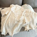 夏パジャマ レディース 部屋着 半袖 折り襟 ドット柄 綿麻 レース付き ルームウェア カジュアル 超可愛い ひんやり オシャレ 送料無料