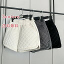 ワイドパンツ ショートパンツ 防寒パンツ ベルベット 中綿パンツ ボトムス レディース ショート丈 保温 ウエストゴム ハイウエスト 薄手 軽い 温かい アウト...