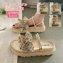 スリッパサンダル レディース 2ways 花柄 フリル フレア ぺたんこ靴 履きやすい 歩きやすい 夏 カジュアルシューズ 痛くない アウトドア きれいめ おしゃれ 送料無料
