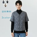中綿ベスト ダウンベスト シンプル 無地 ベスト Vネック インナーダウン アウター ジャケット ダウンジャケット トップス メンズ 秋 冬 ブラック グレー ...