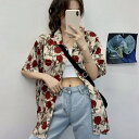 シフォン ブラウス 花柄 半袖 vネック 襟 付き おしゃれ トップス レディース ナチュラル きれいめ カジュアル ひんやり 涼しい 送料無料