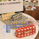 【スーパーSALE 最大2000円OFFクーポンあり】ペンケース 筆箱 レディース 大容量 もこもこ チェック柄 可愛い ポーチ 収納 多機能 中学 高校 大学生 女子 小学校 筆入れ 韓国風 おしゃれ 送料無料
