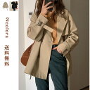 【スーパーSALE 10%OFF】トレンチコート レディース ライトアウター スプリングコートコート 春 無地 ショート丈 襟付き 長袖 前開き トップス カジュアル 柔らかい ゆったり 体型カバー 大きいサイズ シンプル 快適 春秋 通勤 オフィス 出掛け 女性用 普段着 春秋 送料無料