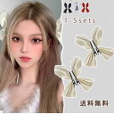 ヘアクリップ 2個セット くりばしクリップ 髪留め レディース 女性用 ヘアアクセサリー レザー調 リボン 蝶結び エレガント ヘアアレンジ 上品 清楚 送料無...