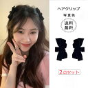 即納 送料無料 ミニへアクリップ 2個セット ヘアクリップ リボン ミニ 小さめ ベルベット ヘアアクセサリー 上品 ミニクリップ 韓国 可愛い まとめ髪 発表会 上品 結婚式 髪飾り 大人 バレッタ クリップ 仕事 黒 ブラック