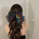 キラキラ リボン バレッタ 大き目 高品質 黒 【メール便送料無料】バレッタ レディース ヘアアクセサリー リボン 大きい 結婚式 成人式ヘア飾り 卒業式 リボ...