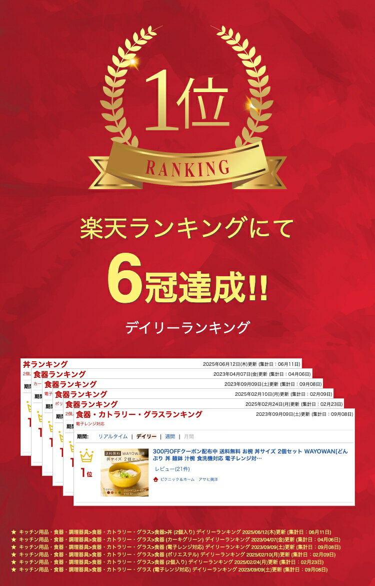 ＼20％ポイントバック 楽天DEAL 27日9：59まで／ どんぶり 2個セット WAYOWAN [どんぶり 丼 食器 食洗機対応 電子レンジ対応 耐熱 割れない 大きめ 麺類 ラーメン そば うどん スープ サラダ ボウル 洋風 和風 北欧 おしゃれ 可愛い 水切り 新生活 日本製] 2