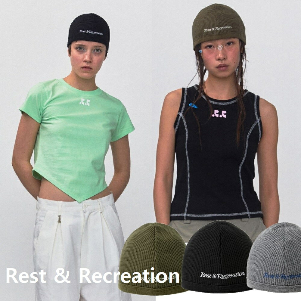 Rest & Recreation 韓国人気 RR RIB JERSEY BEANIE 3COLOR ビーニー リブジャージー素材 ロゴデザイン 韓国ブランド おしゃれ ユニセックス カジュアル 新作 人気 トレンド 3色