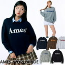 AMES-WORLDWIDE (アメスワールドワイド) 韓国人気 ベーシックロゴ スウェットシャツ 5色展開 トレンド おしゃれ ユニセックス 高品質 着心地抜...