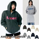 AMES-WORLDWIDE (アメスワールドワイド) 韓国人気 ベーシックロゴ フーディージップアップ 5色展開 トレンド おしゃれ ユニセックス 高品質 着...
